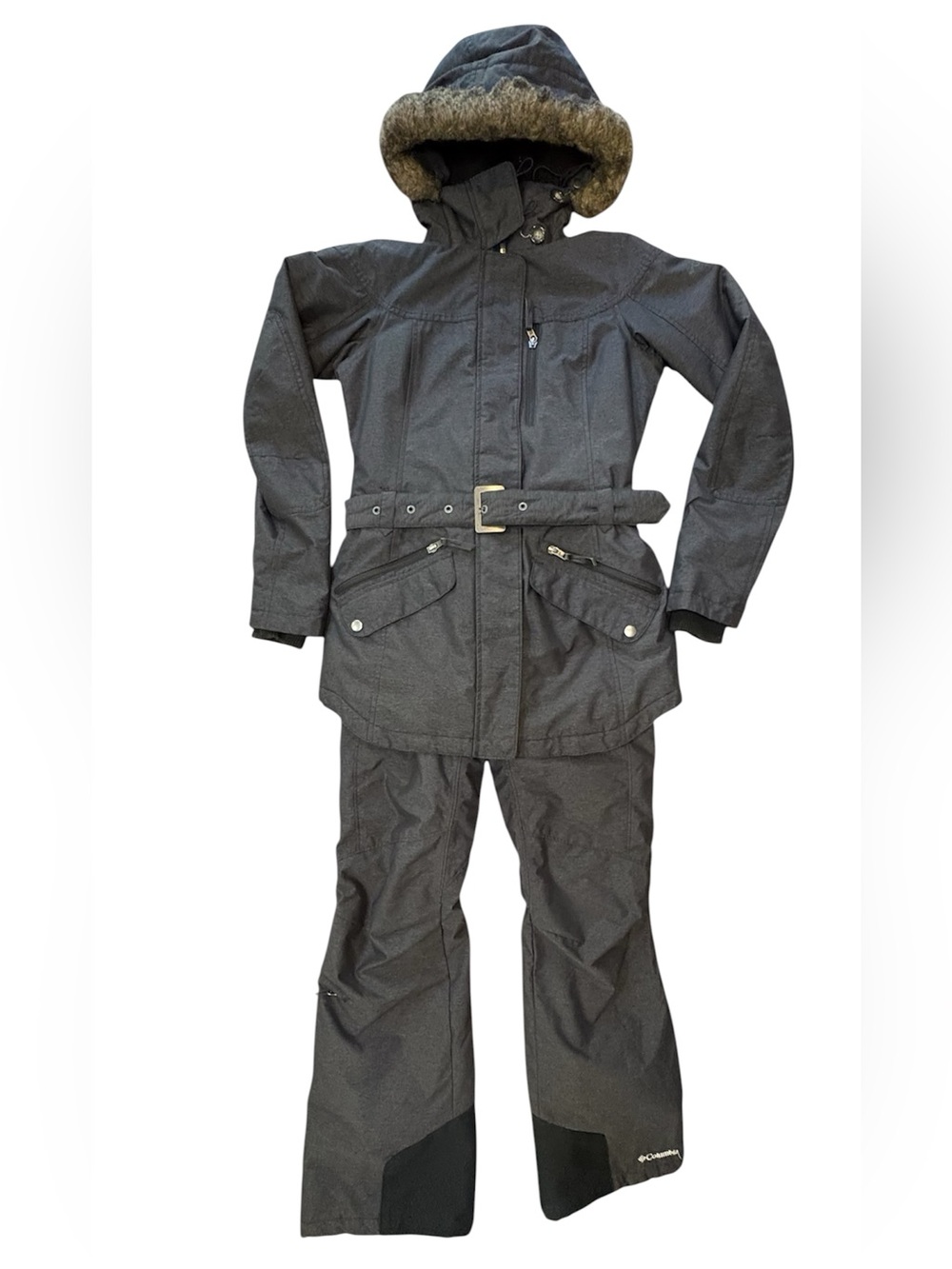 Women's Columbia Charcoal Snow Jacket and Pants Set, Size XS